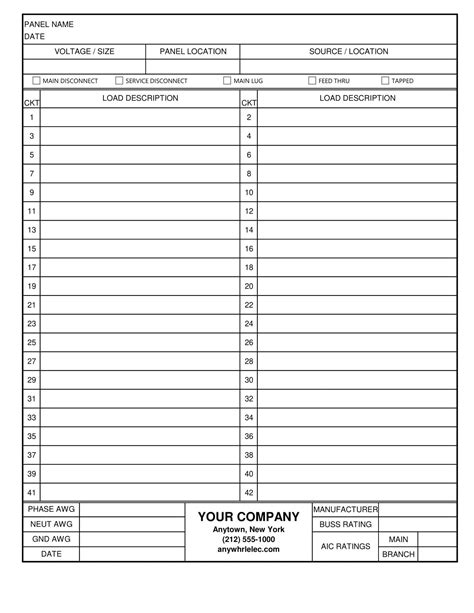 printable electrical box template|free electrical panel template.